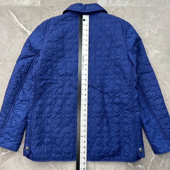 Coach Jacket Womens Large Quilted Light Weight Blue Snap Button Collared - Picture 8 of 10